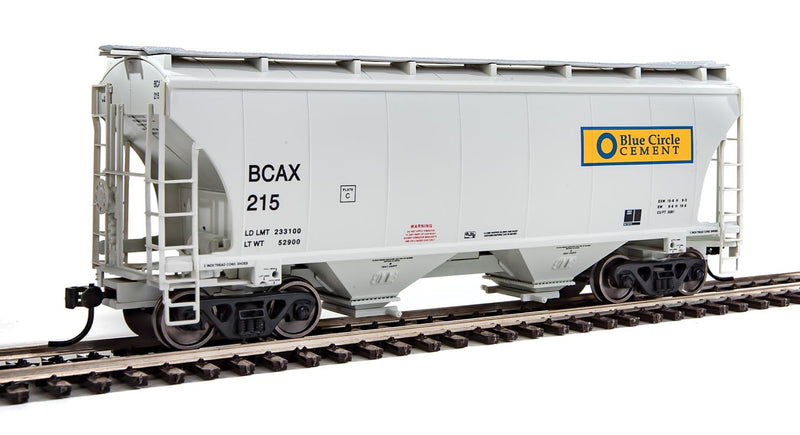 39' Trinity 3281 2-Bay Covered Hopper - Ready-to-Run -- Blue Circle Cement BCAX #215 (gray, yellow, blue)-1