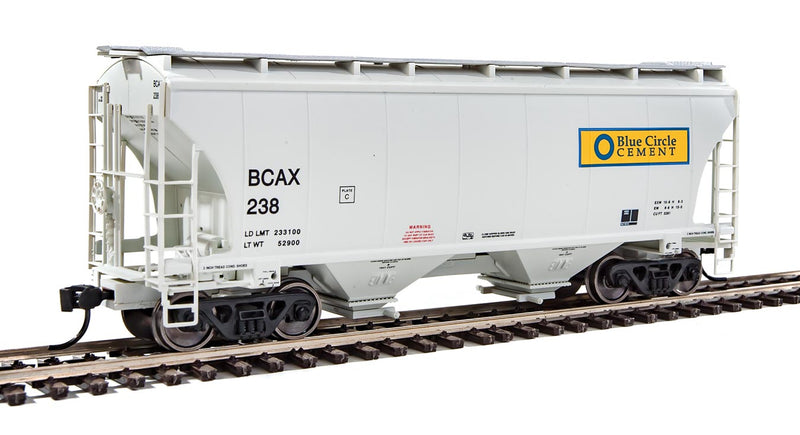 39' Trinity 3281 2-Bay Covered Hopper - Ready-to-Run -- Blue Circle Cement BCAX #238 (gray, yellow, blue)-1