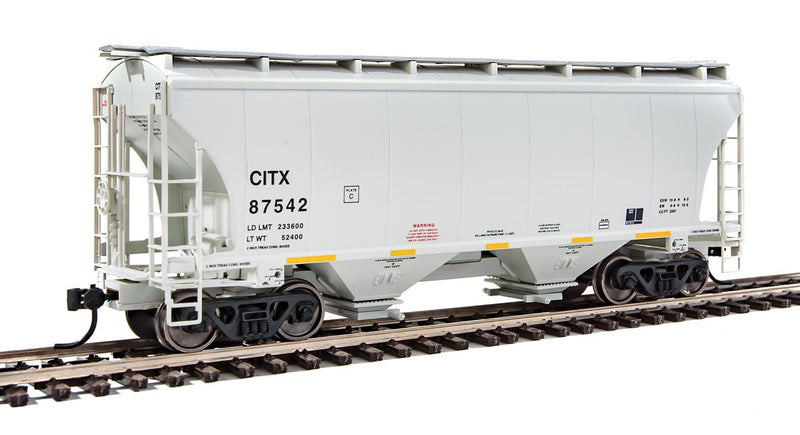 39' Trinity 3281 2-Bay Covered Hopper - Ready-to-Run -- CIT Group CITX #87542 (gray, Yellow Conspicuity Marks)-1