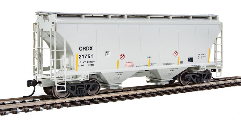 39' Trinity 3281 2-Bay Covered Hopper - Ready-to-Run -- Chicago Freight Car Leasing CRDX #21751 (gray, yellow conspicuity marks)-1