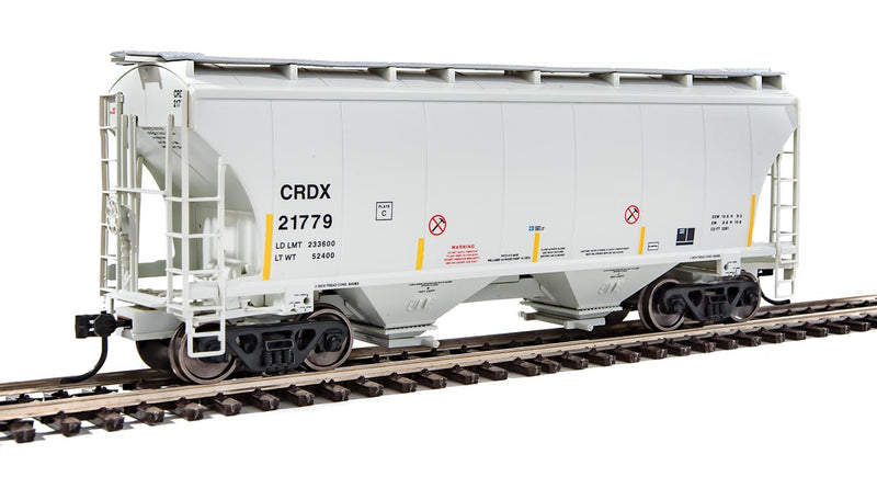 39' Trinity 3281 2-Bay Covered Hopper - Ready-to-Run -- Chicago Freight Car Leasing CRDX #21779 (gray, yellow conspicuity marks)-1