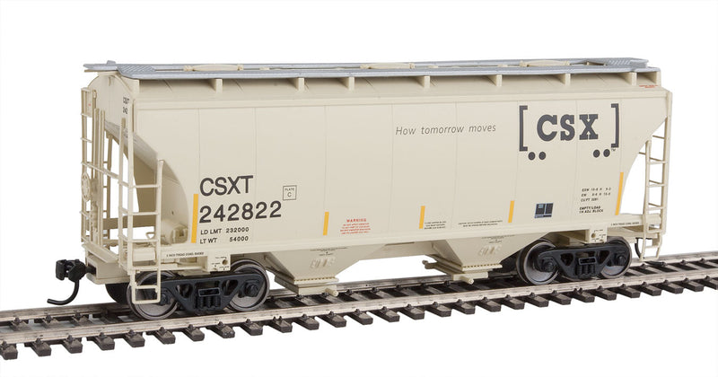 39' Trinity 3281 2-Bay Covered Hopper - Ready-to-Run -- CSX Transportation CSXT #242822 (beige; Boxcar Logo, Yellow Conspicuity Mark-1