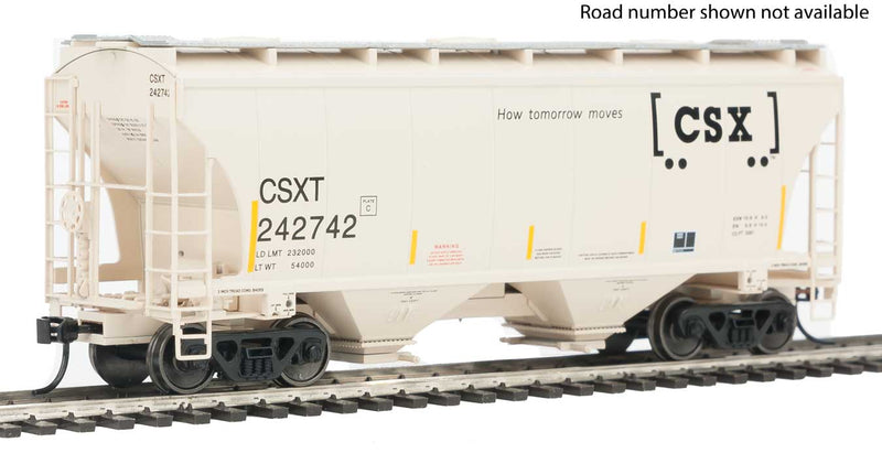 39' Trinity 3281 2-Bay Covered Hopper - Ready-to-Run -- CSX Transportation CSXT #243002 (beige; Boxcar Logo, Yellow Conspicuity Mark-1