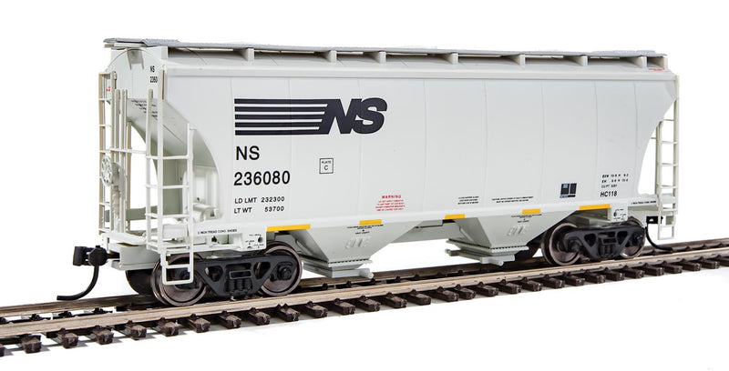 39' Trinity 3281 2-Bay Covered Hopper - Ready-to-Run -- Norfolk Southern NS #236080 (gray, black, yellow conspicuity marks)-1