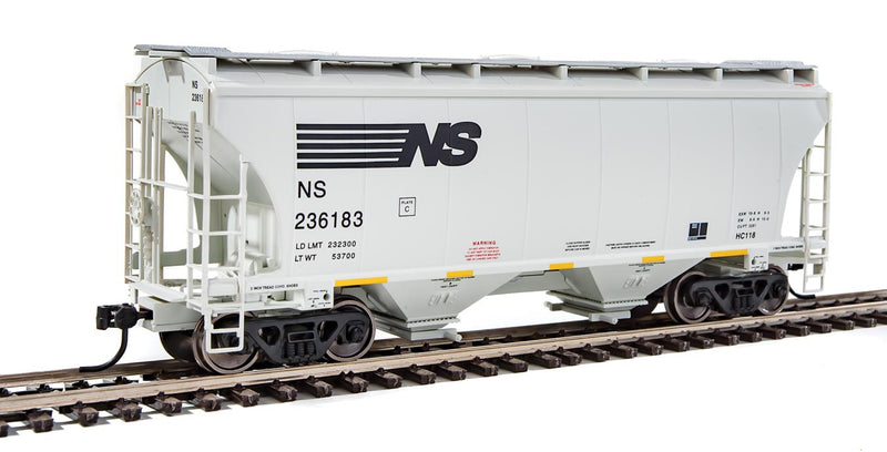 39' Trinity 3281 2-Bay Covered Hopper - Ready-to-Run -- Norfolk Southern NS #236183 (gray, black, yellow conspicuity marks)-1