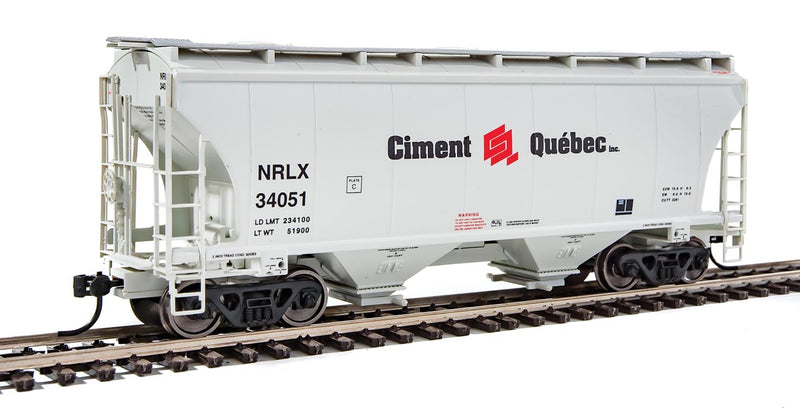 39' Trinity 3281 2-Bay Covered Hopper - Ready-to-Run -- NorRail Ciment Quebec Inc. NRLX #34051 (gray, black, red)-1