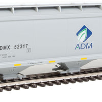 60' NSC 5150 3-Bay Covered Hopper - Ready to Run -- Archer-Daniels-Midland #52317 (gray, black; Blue & White Leaf Logo)