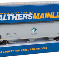 60' NSC 5150 3-Bay Covered Hopper - Ready to Run -- Archer-Daniels-Midland #52317 (gray, black; Blue & White Leaf Logo)