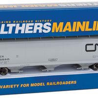 60' NSC 5150 3-Bay Covered Hopper - Ready to Run -- Canadian National #386445 (gray, black; Noodle Logo)