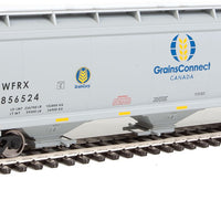 60' NSC 5150 3-Bay Covered Hopper - Ready to Run -- Grain Connect Canada WFRX #856524 (gray, black; Blue & Yellow Logo)