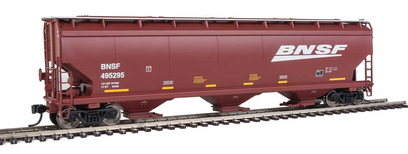 60' NSC 5150 3-Bay Covered Hopper - Ready to Run -- Burlington Northern Santa Fe #495295 (Boxcar Red, white; Wedge Logo)-1