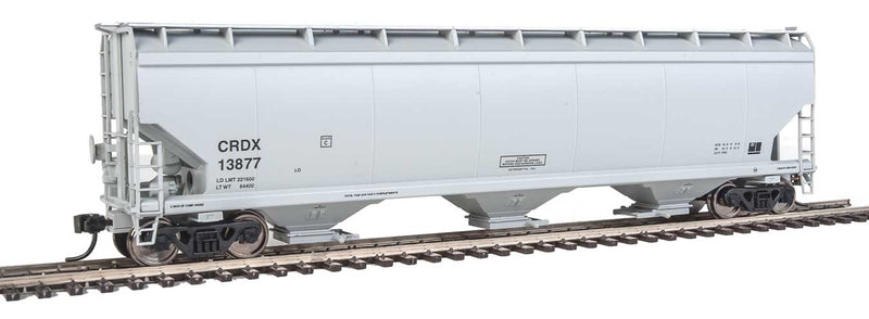 60' NSC 5150 3-Bay Covered Hopper - Ready to Run -- Chicago Freight Car Leasing CRDX #13877 (gray)-1