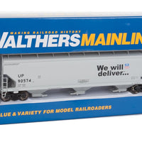 60' NSC 5150 3-Bay Covered Hopper - Ready to Run -- Union Pacific(R) #90568 (gray, black, We Will Deliver Slogan)