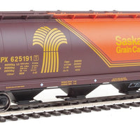 59' Cylindrical Hopper - Ready to Run -- Saskatchewan Grain Car Corporation SKPX #625191 (brown, orange, yellow)