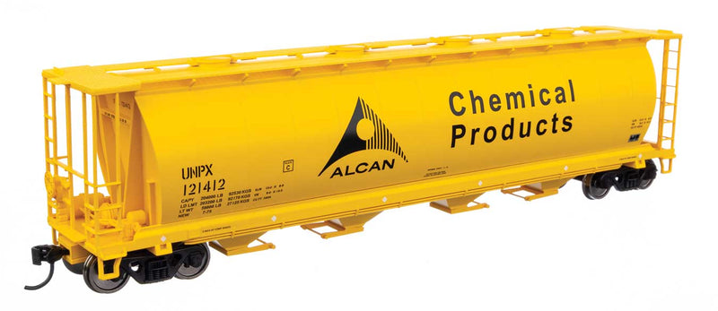59' Cylindrical Hopper - Ready to Run -- Alcan UNPX #121412 (yellow, black; English & French lettering, round hatches-1