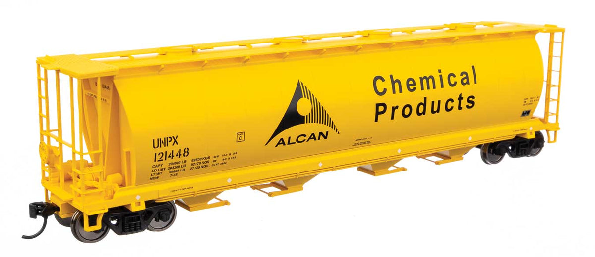 59' Cylindrical Hopper - Ready to Run -- Alcan UNPX #121448 (yellow, black; English & French lettering, round hatches-1