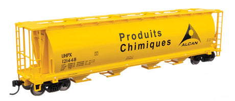 59' Cylindrical Hopper - Ready to Run -- Alcan UNPX #121448 (yellow, black; English & French lettering, round hatches-2