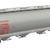 59' Cylindrical Hopper - Ready to Run -- Canadian National #378662 (gray, red; English & French name, round hatches)