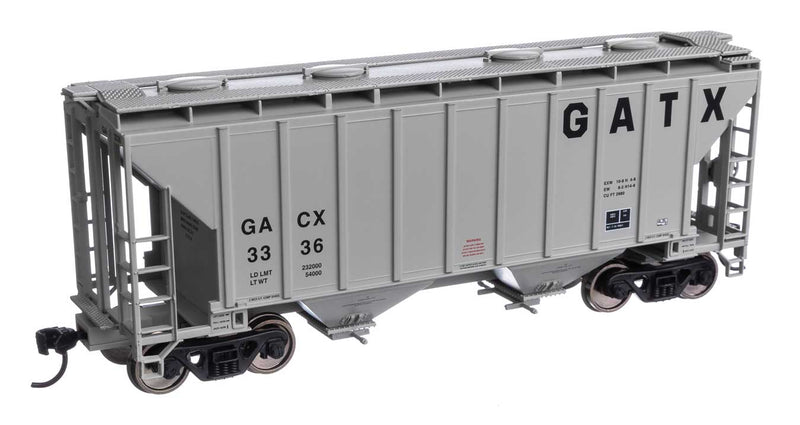 37' 2980 Cubic-Foot 2-Bay Covered Hopper - Ready to Run -- GATX Corporation GACX #3336-1