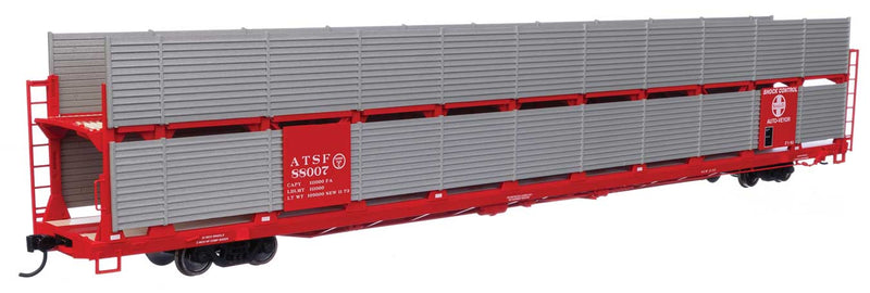 89' Flatcar w/Bi-Level Shielded Auto Rack - Ready to Run -- Atchison, Topeka & Santa Fe #88007 (ATSF Rack)-1