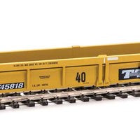 Thrall Rebuilt 40' Well Car - Ready to Run -- Trailer-Train DTTX #745818 (yellow, black; black & white logo, white stripes