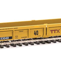 Thrall Rebuilt 40' Well Car - Ready to Run -- TTX DTTX #53048 (yellow, black, small red TTX and Next Road logo, yellow con