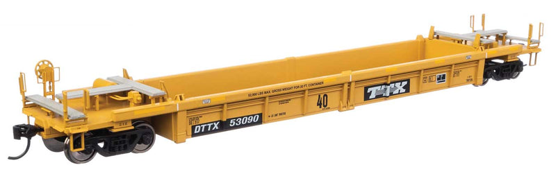 Thrall Rebuilt 40' Well Car - Ready to Run -- TTX DTTX #53090 - small black & white TTX logo w/yellow conspicuity stripes-1