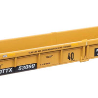 Thrall Rebuilt 40' Well Car - Ready to Run -- TTX DTTX #53090 - small black & white TTX logo w/yellow conspicuity stripes