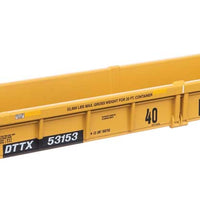 Thrall Rebuilt 40' Well Car - Ready to Run -- TTX DTTX #53153 - small black & white TTX logo w/yellow conspicuity stripes