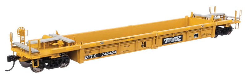 Thrall Rebuilt 40' Well Car - Ready to Run. -- TTX DTTX #745454 - small black & white TTX logo w/yellow conspicuity stripes-1