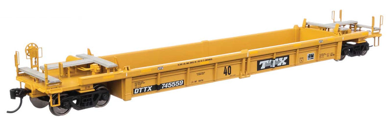 Thrall Rebuilt 40' Well Car - Ready to Run -- TTX DTTX #745559 - small black & white TTX logo w/yellow conspicuity stripes-1