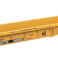 Thrall Rebuilt 40' Well Car - Ready to Run -- TTX DTTX #745850 - small black & white TTX logo w/yellow conspicuity stripes