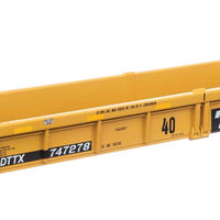 Thrall Rebuilt 40' Well Car - Ready to Run -- TTX DTTX #747278- large black & white TTX logo w/yellow conspicuity stripes