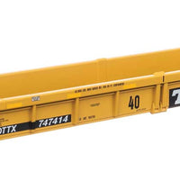 Thrall Rebuilt 40' Well Car - Ready to Run -- TTX DTTX #747414 - large black & white TTX logo w/yellow conspicuity stripes