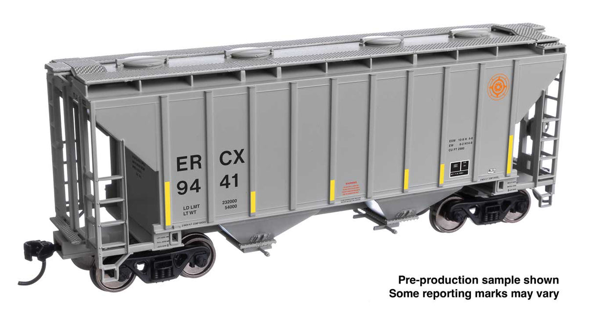 37' 2980 Cubic-Foot 2-Bay Covered Hopper - Ready to Run -- ERCX #9521-1