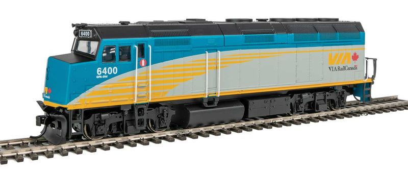EMD F40PH - Standard DC -- VIA Rail Canada #6400 (Renaissance Scheme; gray, green, yellow, black)-1