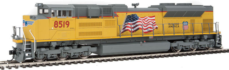 EMD SD70ACe - Standard DC -- Union Pacific(R) #8519 (Armour Yellow, gray; U.S. Flag, Building America Log-1