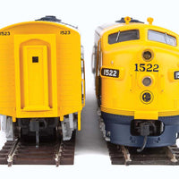 EMD F7 A-B Set - Standard DC -- Alaska Railroad #1522, 1523 (blue, yellow; Billboard Alaska Lettering)_