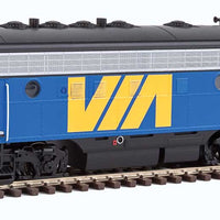 EMD F7 A-B Set - Standard DC -- VIA Rail Canada #1406, 1963 (blue, yellow)