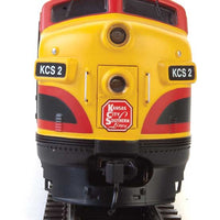 EMD F7 A - Standard DC -- Kansas City Southern #2 Meridian (Belle: yellow, red, Brunswick)
