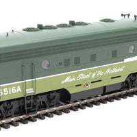 EMD F7 A - Standard DC -- Northern Pacific #6516A (two-tone green, white, black)