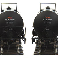 40' Trinity 14,000 Gallon Molten Sulfur Tank Car - Ready to Run -- Sulcom, Inc. SUJX #299036 (black, yellow Conspicuity Marks; Sulfur Service)