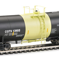 40' Trinity 14,000-Gallon Molten Sulfur Tank Car - Ready to Run -- CGTX #13905 (black, yellow band; Conspicuity Markings)