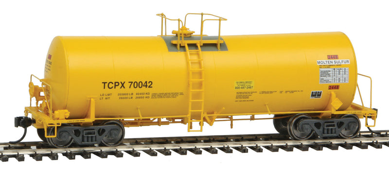 40' Trinity 14,000-Gallon Molten Sulfur Tank Car - Ready to Run -- Trinity Industries Leasing TCPX #70042 (yellow)