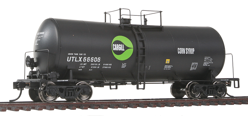 40' UTLX 16,000-Gallon Funnel-Flow Tank Car - Ready to Run -- Cargill UTLX #66606 (black, green, white, Drop Logo, Corn Syrup)