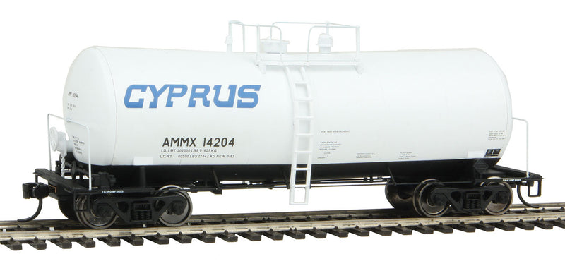 40' UTLX 16,000-Gallon Funnel-Flow Tank Car - Ready to Run -- Cyprus AMMX #14204 (white, blue)-1