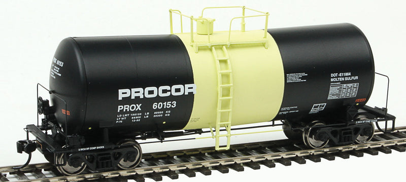 40' UTLX 16,000-Gallon Funnel-Flow Tank Car - Ready to Run -- Procor, Ltd. #60153 (black, yellow)-1