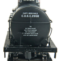 32'6" Type 21 ACF 8,000-Gallon Tank Car - Ready to Run -- Mid Continent Petroleum COSX #2958 (black, red, Diamond Logo) With AB Brakes
