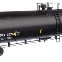 55' Trinity 30,145-Gallon Tank Car - Ready to Run -- Canadian General Transit CGTX #30744 (black, white, yellow conspicuity marks