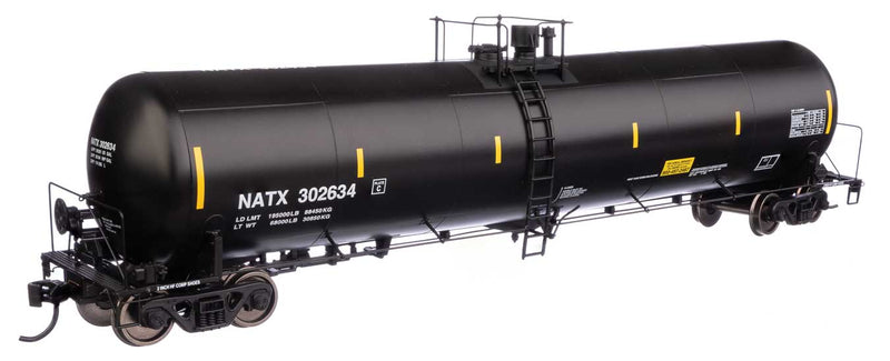 55' Trinity 30,145-Gallon Tank Car - Ready to Run -- North American Tank Line NATX #302634 (black, white, yellow marks)-1
